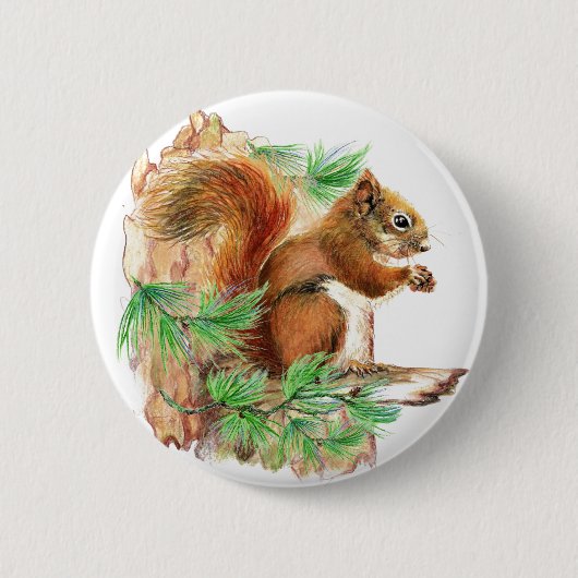 Badge Rond 5 Cm Bouton Squirrel Wildlife (Devant)