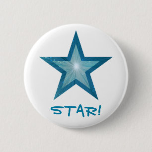 Badge Rond 5 Cm Bouton 'STAR!' Blue Star blanc