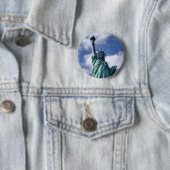 Badge Rond 5 Cm Bouton Statue de la Liberté (En situation)
