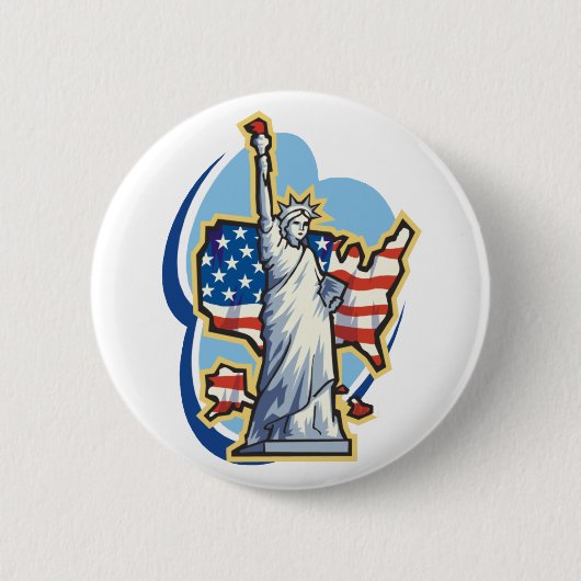 Badge Rond 5 Cm Bouton Statue De Liberté (Devant)