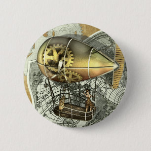 Badge Rond 5 Cm Bouton Steampunk Dirigible Air Tour