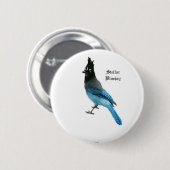 Badge Rond 5 Cm Bouton Stellar Blue Jay (Devant & derrière)