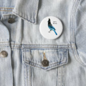 Badge Rond 5 Cm Bouton Stellar Blue Jay (En situation)