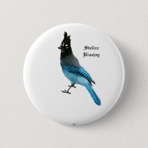 Badge Rond 5 Cm Bouton Stellar Blue Jay