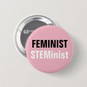 Badge Rond 5 Cm Bouton STEMinist féministe Résistance STEM rose (Devant & derrière)