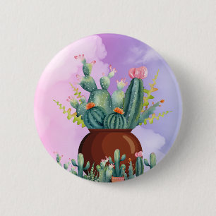 Badge Rond 5 Cm Bouton Sunrise Cactus