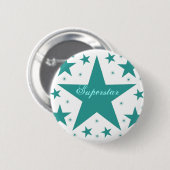 Badge Rond 5 Cm Bouton Superstar, Turquoise (Devant & derrière)