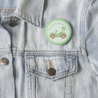 Badge Rond 5 Cm Bouton sur mesure Pastel Green Car & Balloon