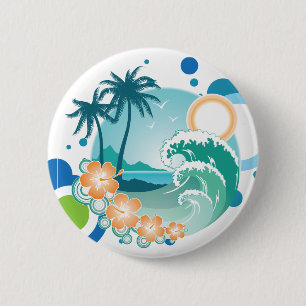 Badge Rond 5 Cm Bouton Surf de l'île
