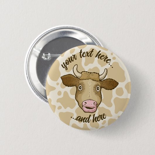 Badge Rond 5 Cm Bouton surpris de vache (Devant & derrière)