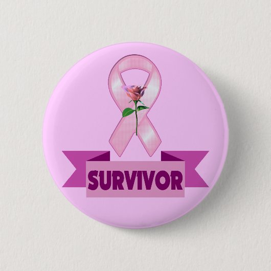 Badge Rond 5 Cm Bouton - survivant de cancer du sein (Devant)