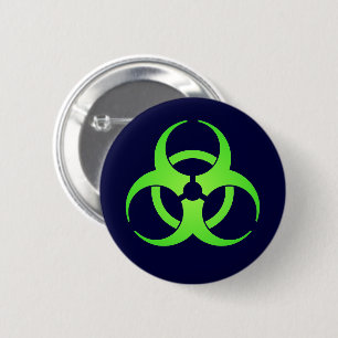 Badge Rond 5 Cm Bouton Symbole de biodanger vert