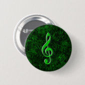 Badge Rond 5 Cm Bouton Symbole de note de musique verte (Devant & derrière)