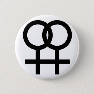 Badge Rond 5 Cm Bouton symbole lesbien - blanc