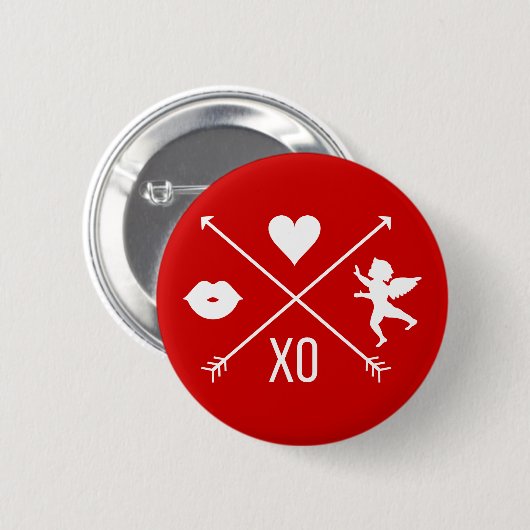 Badge Rond 5 Cm Bouton Symboles de Saint-Valentin Heureuse Sainte- (Devant & derrière)