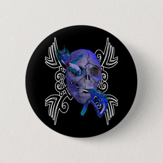 Badge Rond 5 Cm Bouton tatouage crâne et dragon