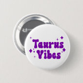 Badge Rond 5 Cm Bouton Taurus Vibes Zodiac Astrologie Purple Stars (Devant & derrière)