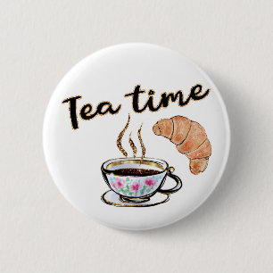 Badge Rond 5 Cm Bouton Tea time, Bouton Tea, bouton rond amusant