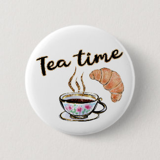 Badge Rond 5 Cm Bouton Tea Time, Bouton Tea, bouton rond drôle