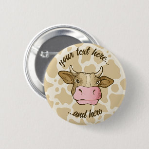 Badge Rond 5 Cm Bouton Tête de vache