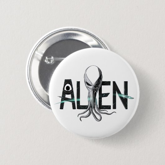 Badge Rond 5 Cm Bouton Texte de l'Alien d'espace (Devant & derrière)