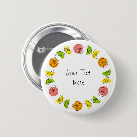 Badge Rond 5 Cm Bouton Texte multicercle Citrus rond (Devant & derrière)