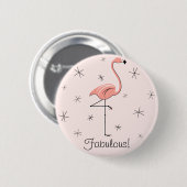 Badge Rond 5 Cm Bouton 'Texte' Rose Flamant (Devant & derrière)