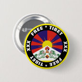 Badge Rond 5 Cm Bouton Tibet libre et drapeau (Devant & derrière)