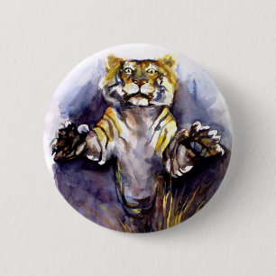 Badge Rond 5 Cm Bouton Tiger