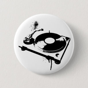 Badge Rond 5 Cm Bouton Tourne-disque DJ Deejay   Cadeaux de musiqu