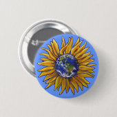 Badge Rond 5 Cm Bouton Tournesol Terre (Devant & derrière)