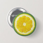 Badge Rond 5 Cm Bouton tranche citron jaune. (Devant & derrière)