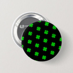 Badge Rond 5 Cm Bouton Trèfles Chanceux Noirs