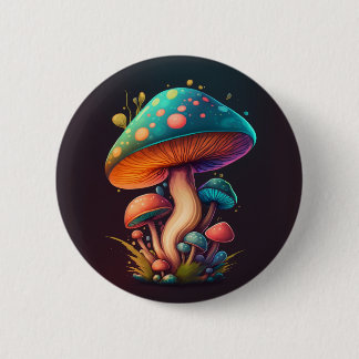 Badge Rond 5 Cm Bouton Trippy Blue Amanita Muscaria