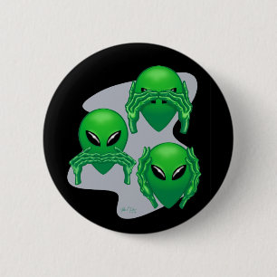 Badge Rond 5 Cm Bouton trois Aliens sages