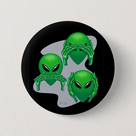 Badge Rond 5 Cm Bouton trois Aliens sages (Devant)
