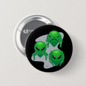 Badge Rond 5 Cm Bouton trois Aliens sages (Devant & derrière)
