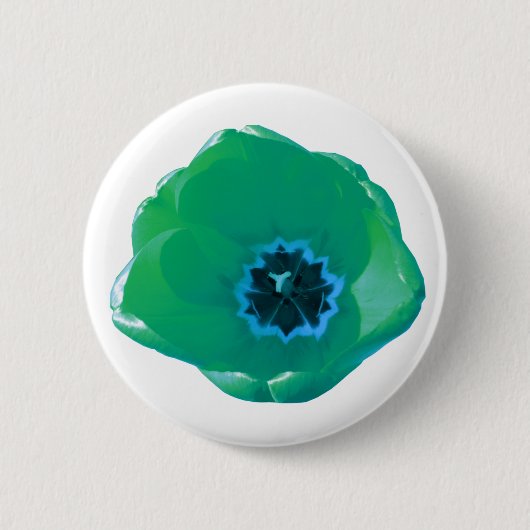 Badge Rond 5 Cm Bouton Tulipe verte et bleue (Devant)