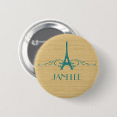 Badge Rond 5 Cm Bouton turquoise (Devant & derrière)