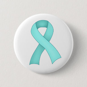 Badge Rond 5 Cm Bouton turquoise 0001 de ruban de conscience