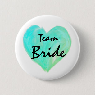 Badge Rond 5 Cm Bouton turquoise Beach Team Bride Abstrait Paint L