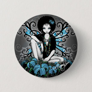 Badge Rond 5 Cm Bouton turquoise de Faery de la Chine rétro