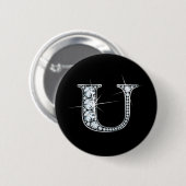 Badge Rond 5 Cm Bouton "U" à bille de diamant (Devant & derrière)