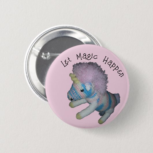 Badge Rond 5 Cm Bouton - Unicorn Magic sur rose (Devant & derrière)