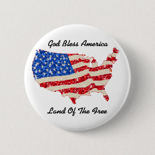 Badge Rond 5 Cm Bouton USA Drapeau Dieu béni l'Amérique