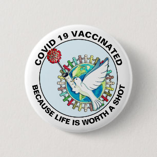 Badge Rond 5 Cm Bouton Vacciné
