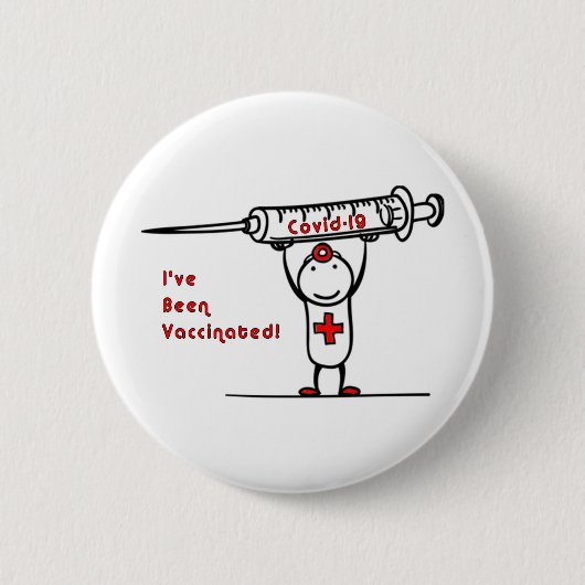 Badge Rond 5 Cm Bouton vacciné Covid-19 (Devant)