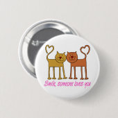 Badge Rond 5 Cm Bouton Valentine Chats In Love (Devant & derrière)