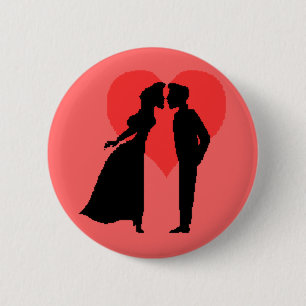 Badge Rond 5 Cm Bouton Valentine Couple