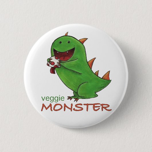 Badge Rond 5 Cm Bouton végétarien de monstre (Devant)